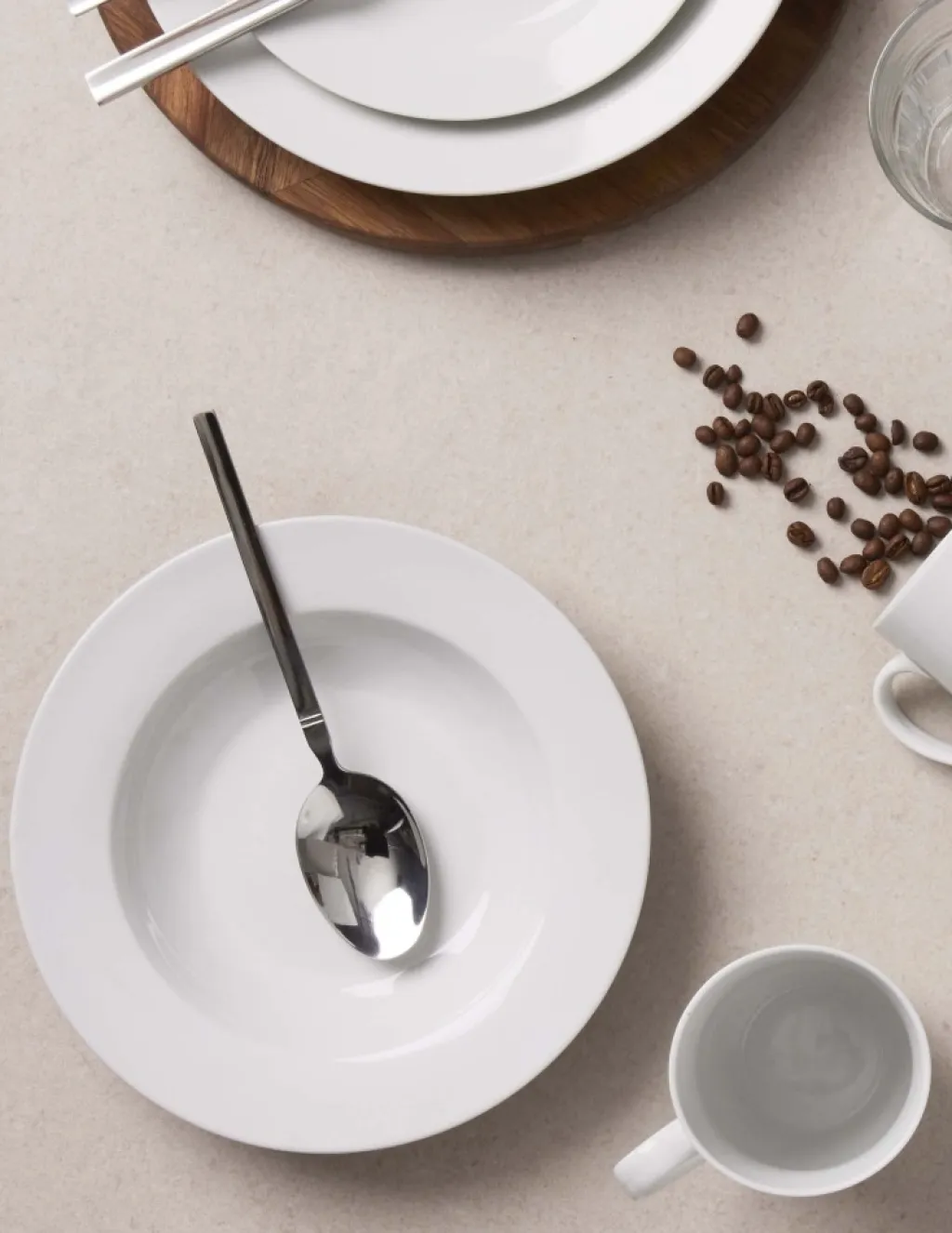 Online Café Suppetallerken 4 stk. 22 cm, Hvid Tallerkensæt|Dybe Tallerkener
