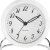 Arne Jacobsen Ure Og Vejrstationer > LK Bordur m. Alarm ?11 cm, Hvid/Sort