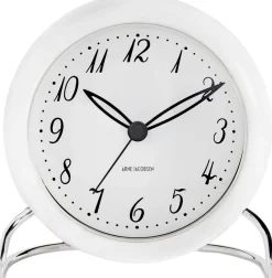 Arne Jacobsen Ure Og Vejrstationer > LK Bordur m. Alarm ?11 cm, Hvid/Sort