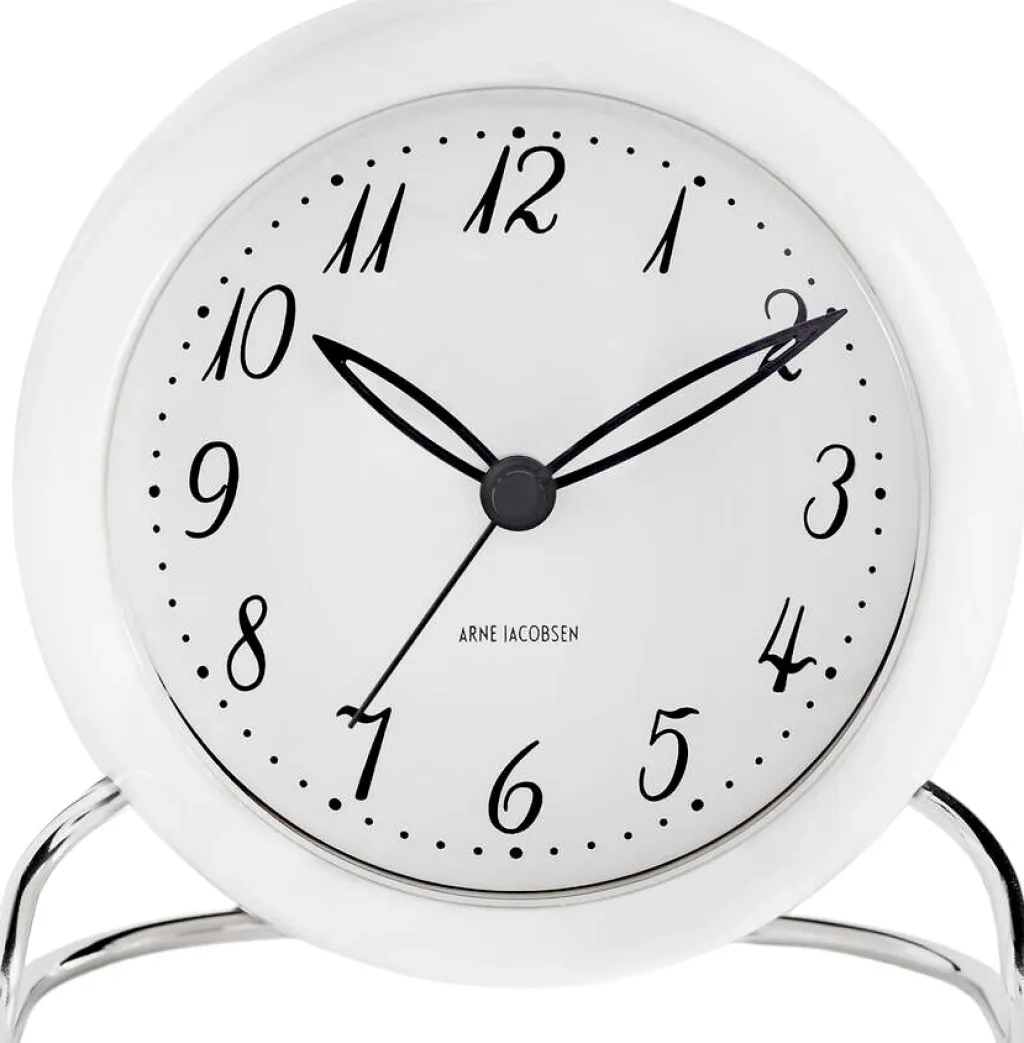 Arne Jacobsen Ure Og Vejrstationer > LK Bordur m. Alarm ?11 cm, Hvid/Sort