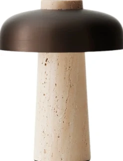 Clearance Reverse Trådløs Bordlampe H24,5 cm , Beige/Bruneret Messing Bordlamper|Trådløse Lamper