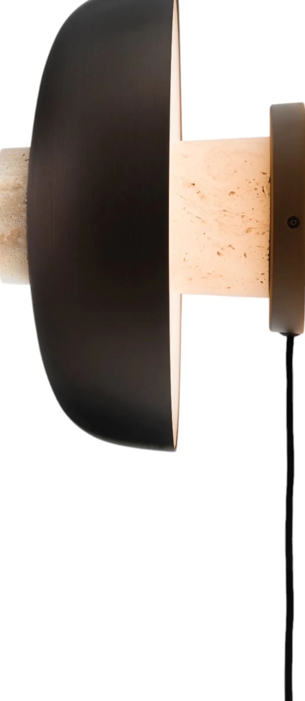 Clearance Reverse Væglampe m. Ledning Ø24 cm, Beige/Bruneret Messing Væglamper