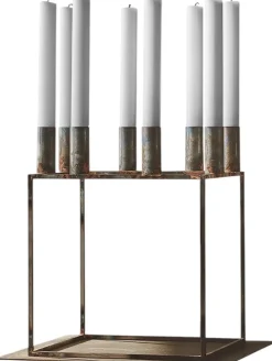Hot Kubus 8 Lysestage H30 cm, Raw Steel Lysestager