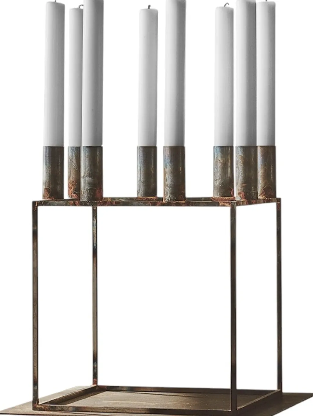 Hot Kubus 8 Lysestage H30 cm, Raw Steel Lysestager
