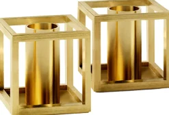 Best Kubus Micro Lysestage 2 stk. H3,65 cm, Guldbelagt Lysestager