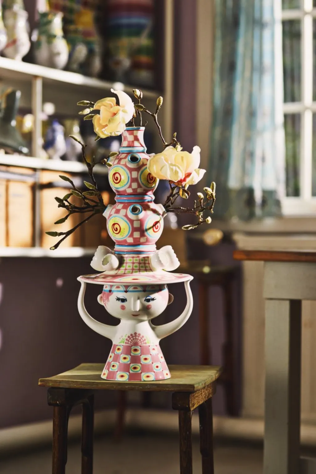 Clearance Lady With Hat Vase H50 cm, Pink Stue|Vaser