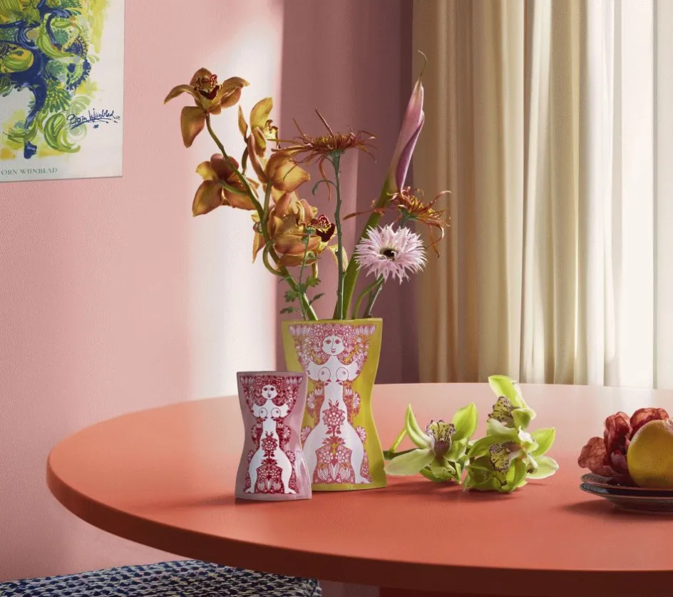 Discount Bjørn Wiinblad Nina Vase H22 cm, Gul/Pink
