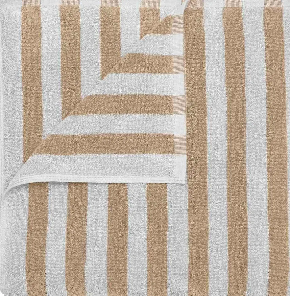 Blomus ARTO Badehåndklæde Tykke Striber 70x140 cm, Micro Chip/Tan