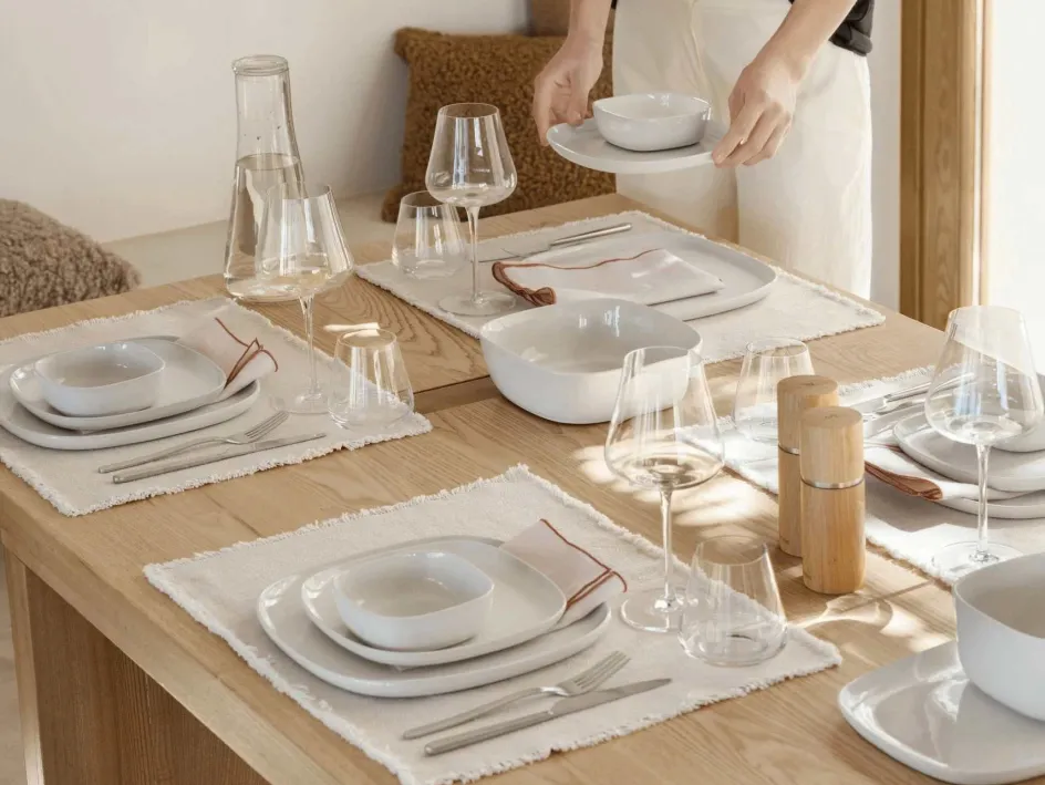Hot Blomus LINEO Stofserviet 42x42 cm, Moonbeam/Mocha Mousse