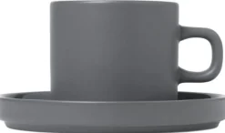 Best Blomus PILAR Kaffekop m. Underkop 2 stk 20 cl, Pewter