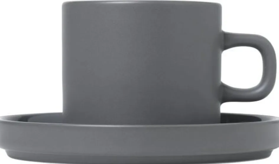 Best Blomus PILAR Kaffekop m. Underkop 2 stk 20 cl, Pewter