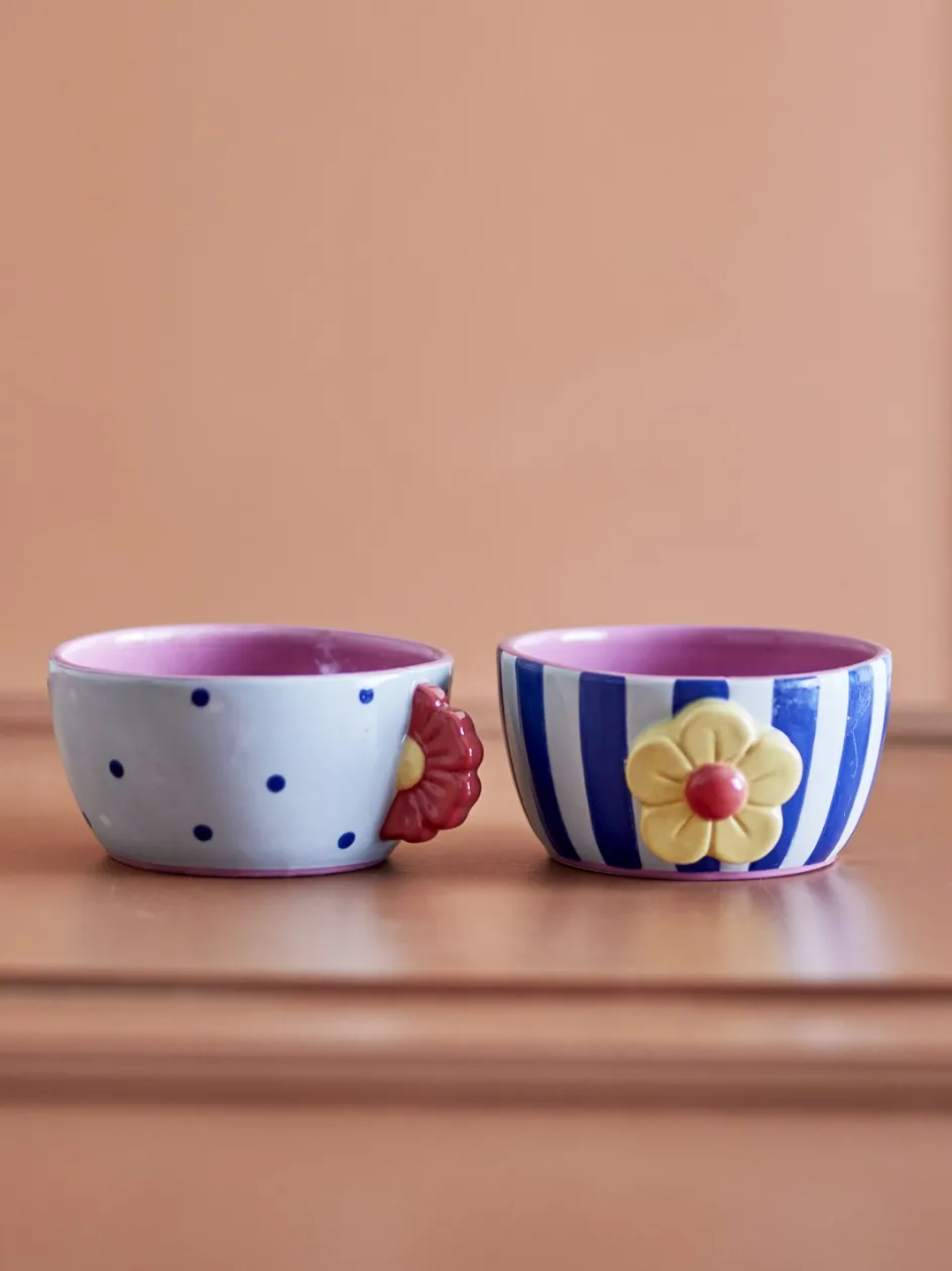 New Bloomingville Haisy Skål 2 stk. Ø12 cm, Hvid/Blå