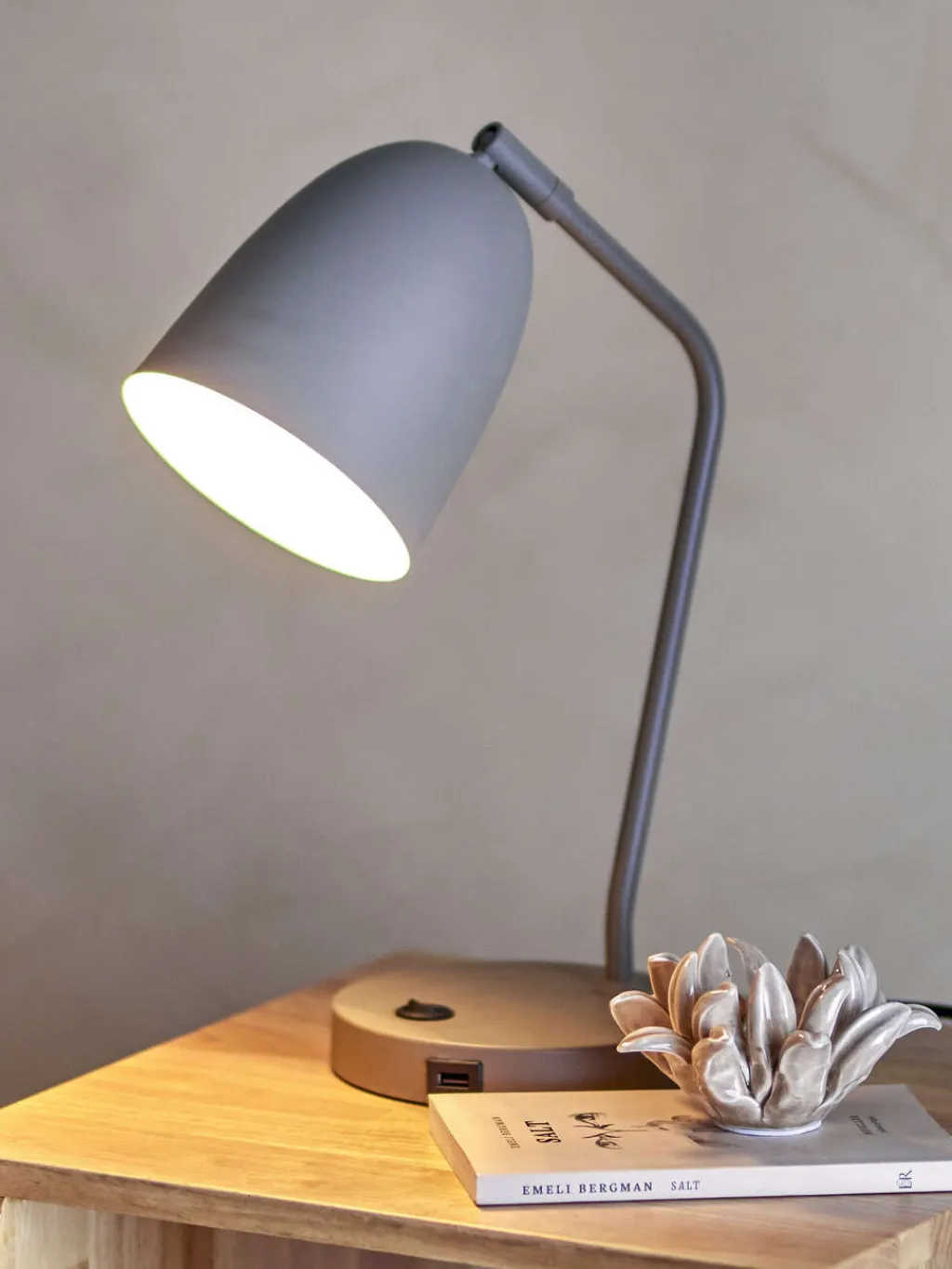 Sale Lemar Bordlampe H37 cm, Grå Lamper Til Kontoret|Lamper Til Soveværelset