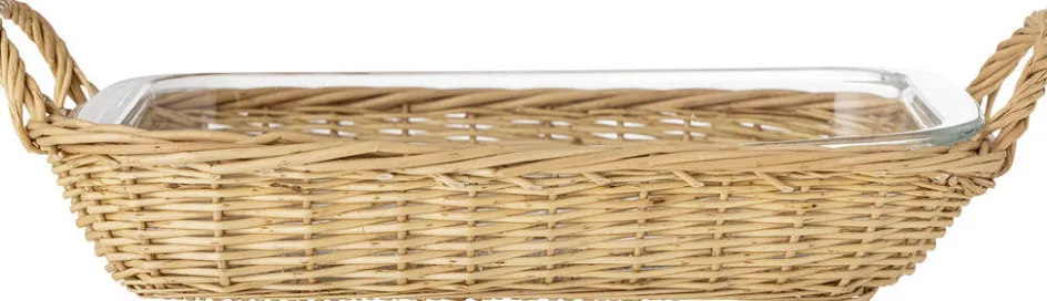 Clearance Bloomingville Mariam Serveringsfad m. Kurv 46 cm, Glas/Piletræ