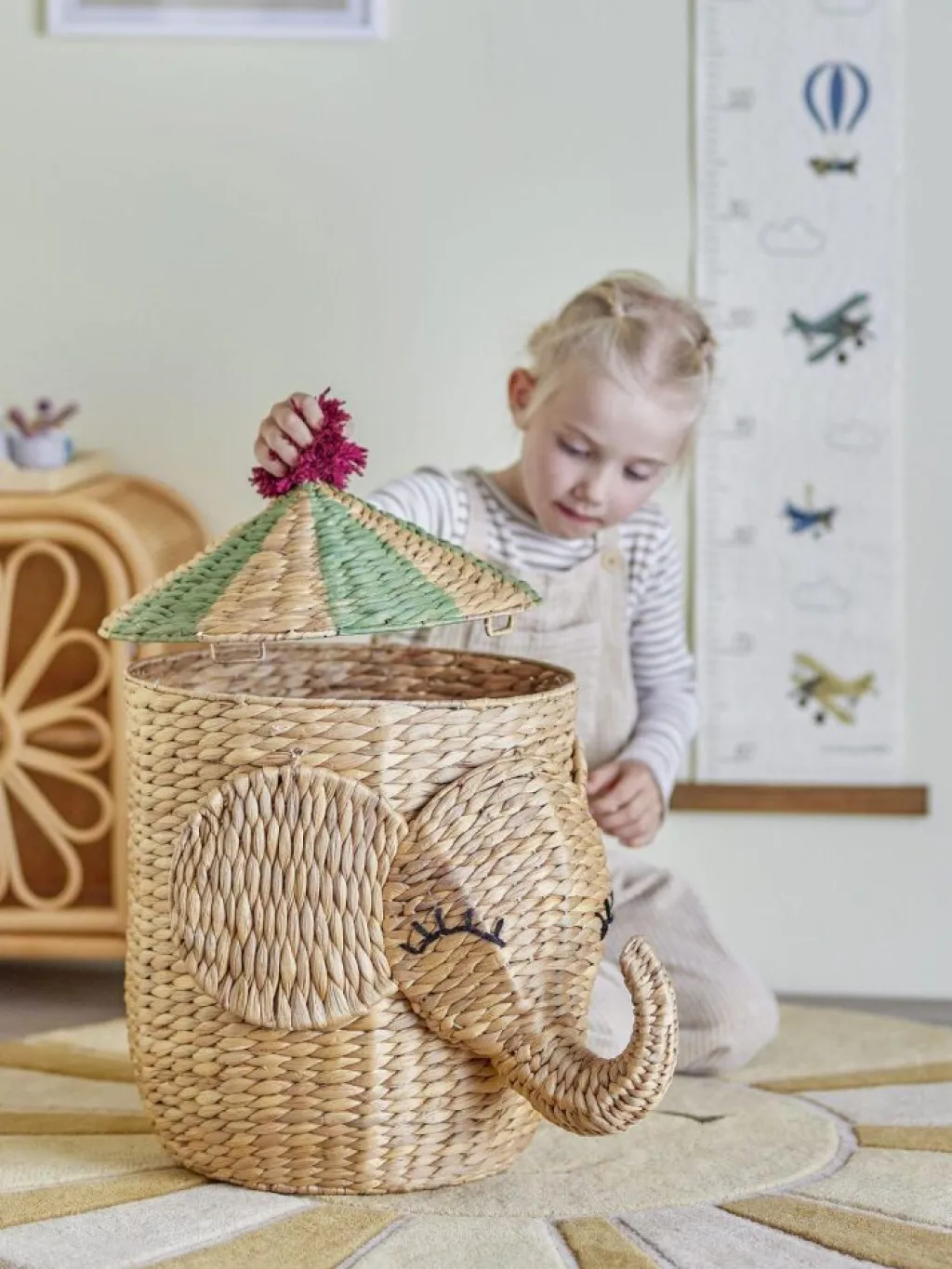 New Bobo Kurv m. Låg H50 cm, Vandhyacint Børn Opbevaring Til Børneværelset|Børneværelse