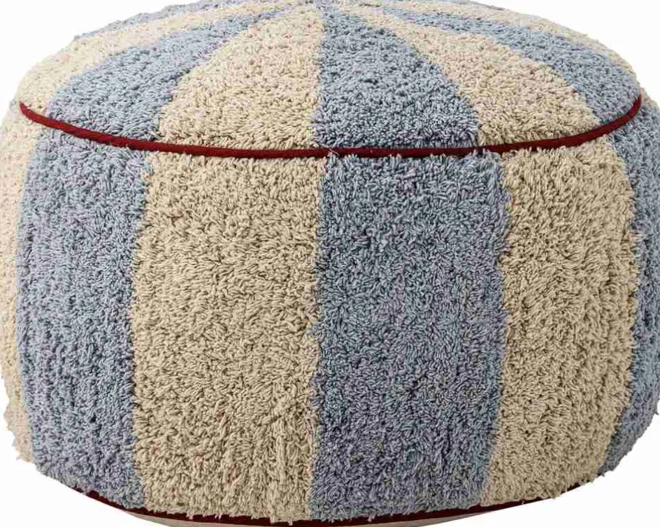 New Bloomingville mini Charoline Puf H26 cm, Natur/Blå