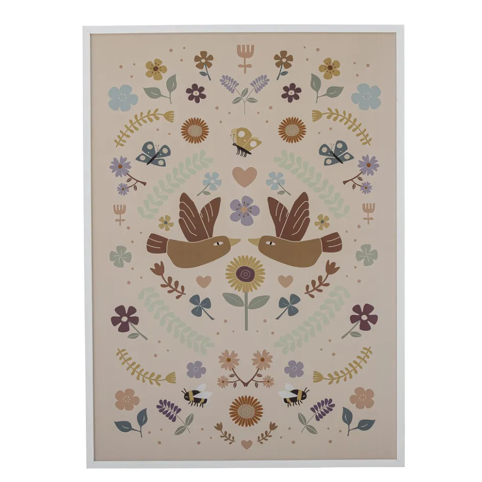 Online Bloomingville mini Lorena Illustration m. Ramme 52x72 cm, Hvid