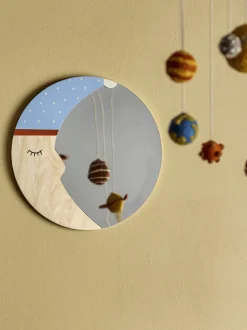 New Moony Vægspejl Ø40 cm, Krydsfiner Børn Entre|Børneværelse