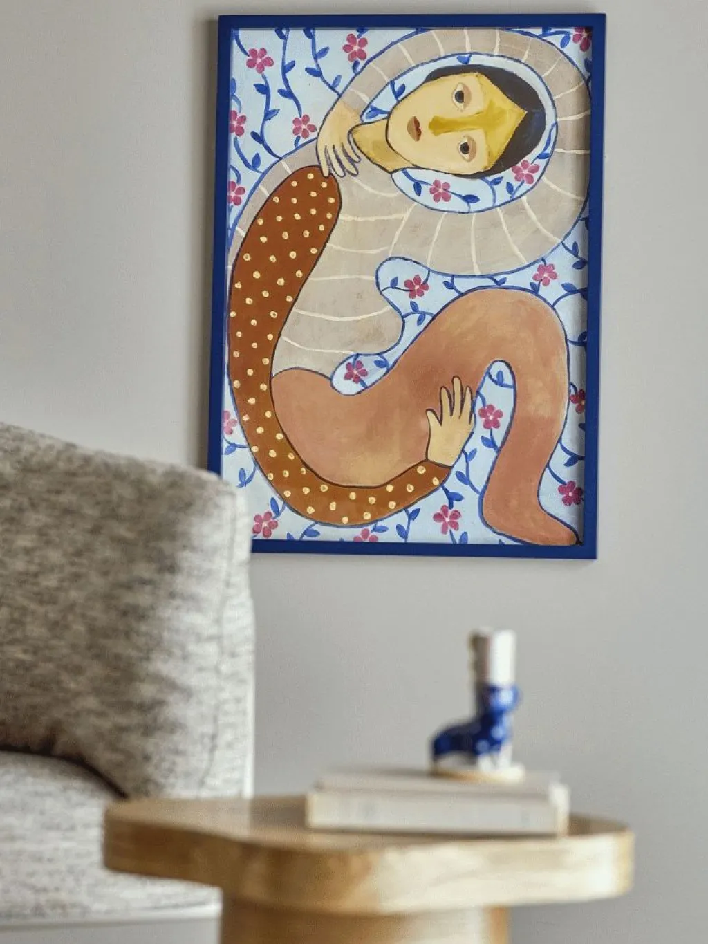 Bloomingville Vægdekorationer Og Plakater > Floriesta Illustration m. Ramme 52x72 cm, Fyrretræ