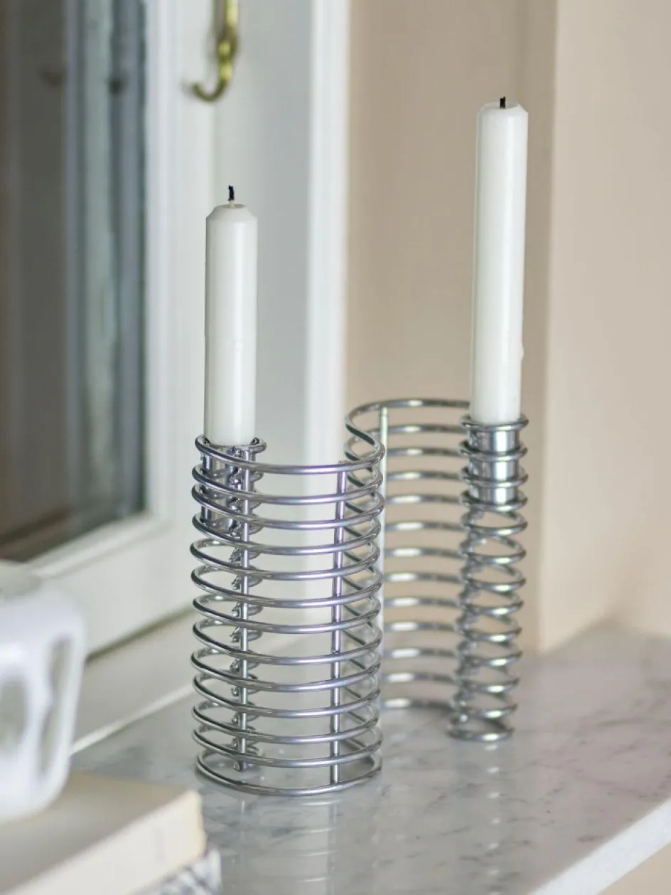 Clearance Bloomingville Wavela Lysestage H14,5 cm, Sølv