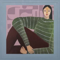 Sale Bloomingville Zoy Illustration m. Ramme 50x50 cm, Fyrretræ