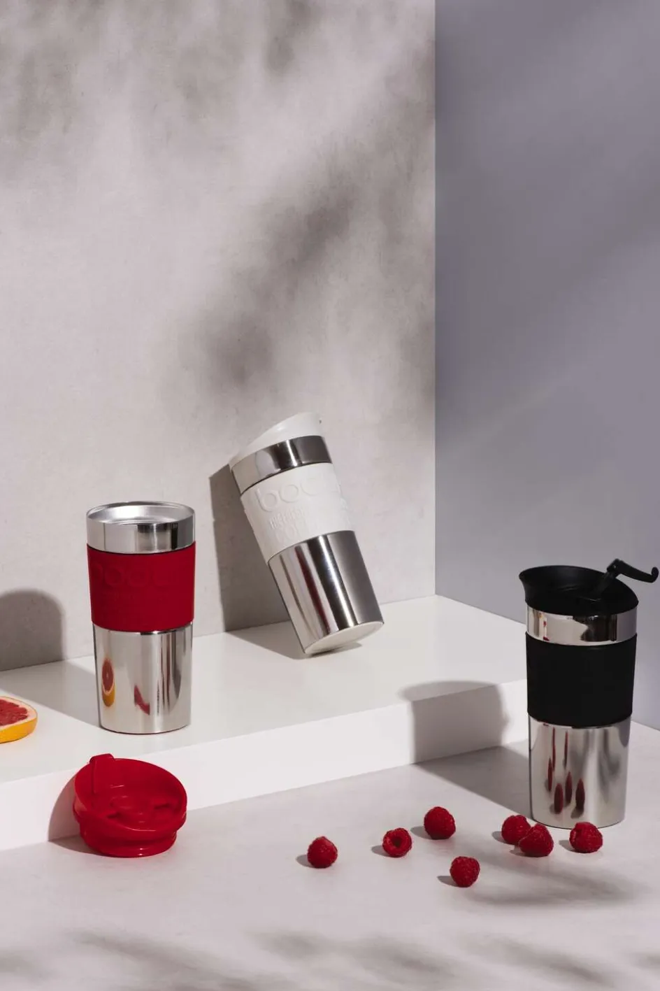 Discount Bodum TRAVEL MUG Rejsekrus m. Låg 35 cl, Rød/Krom