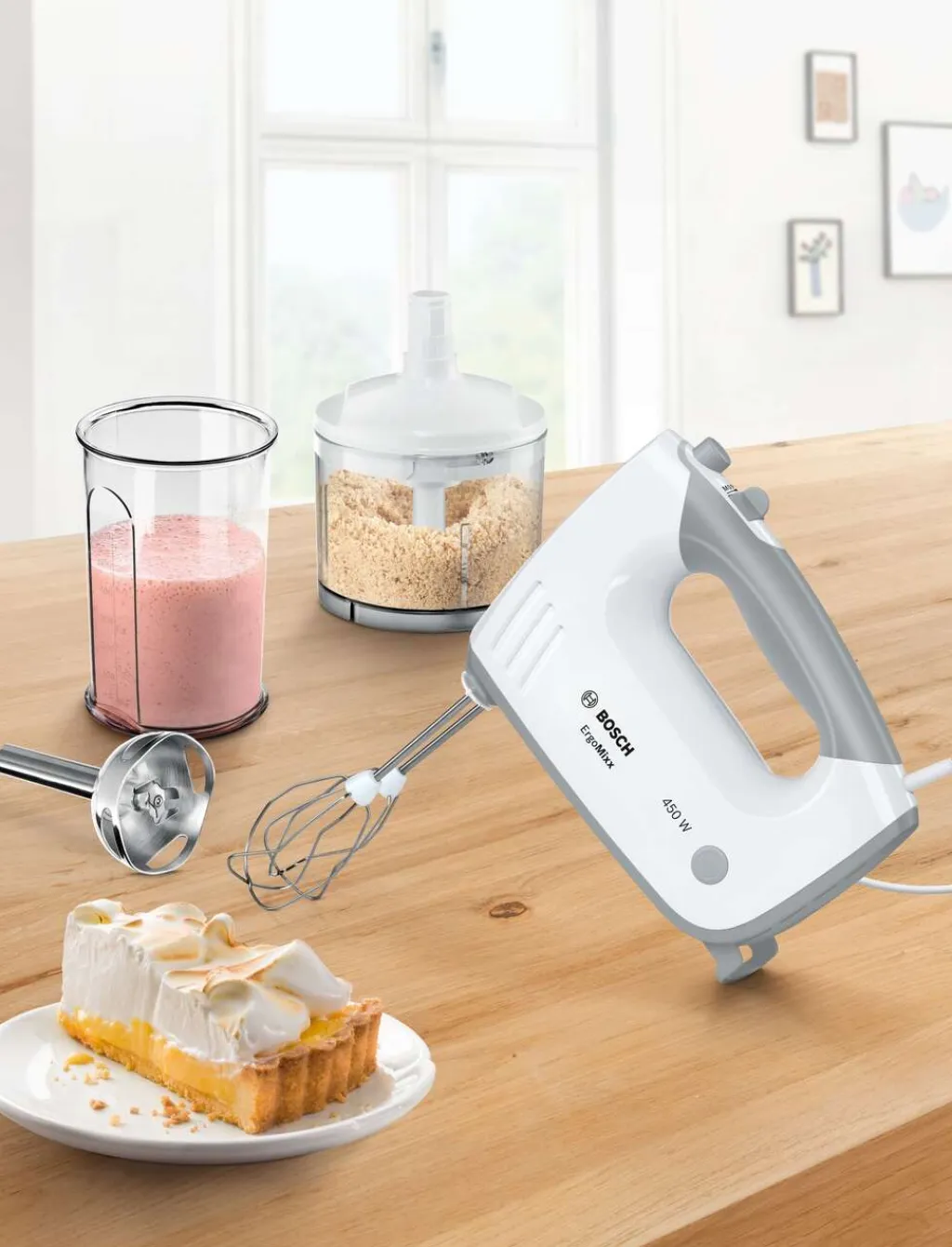 Discount ErgoMixx Håndmixer 450W m. Hakker og Stavblender, Hvid Blendere Og Mixere|Håndmixere