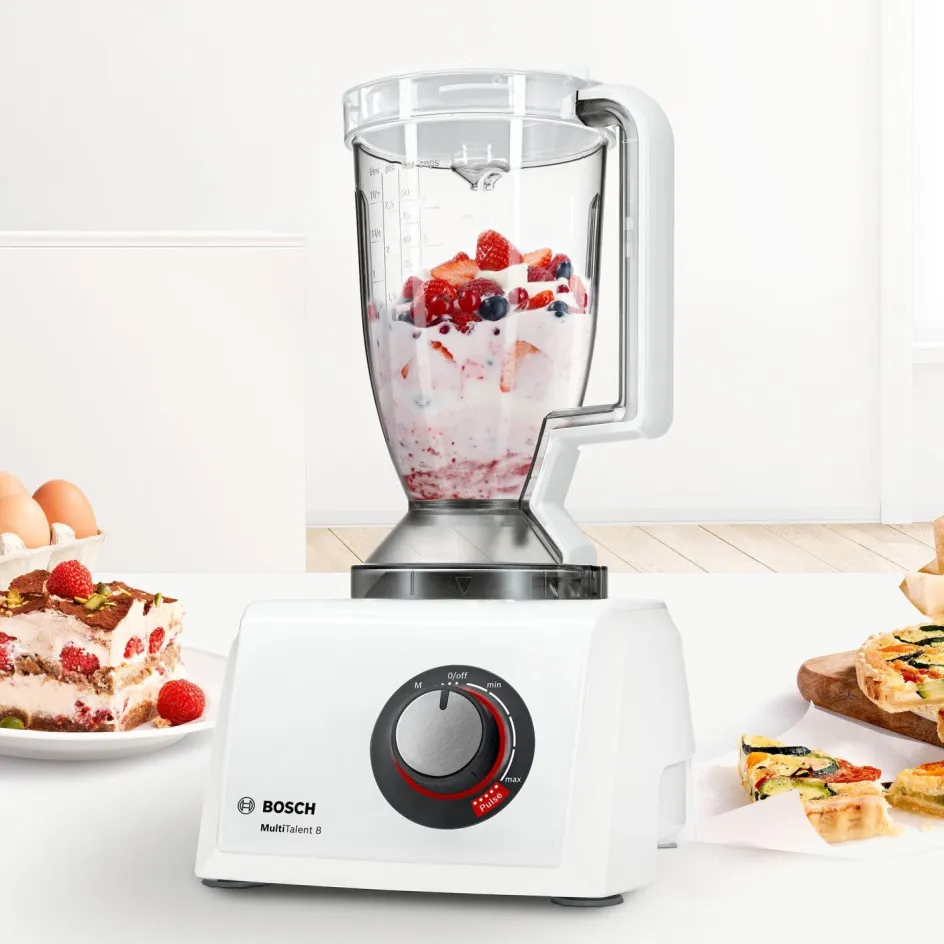 Discount Bosch MultiTalent 8 Foodprocessor 1000W inkl. 10 stk. Tilbehør, Hvid
