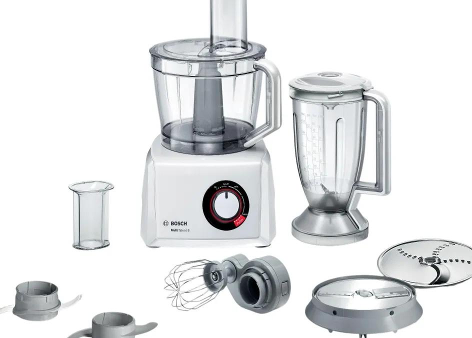 Discount Bosch MultiTalent 8 Foodprocessor 1000W inkl. 10 stk. Tilbehør, Hvid