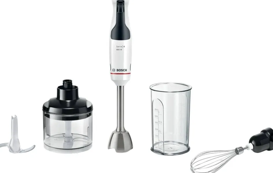 Best Bosch Serie 4 ErgoMaster Stavblender 800W inkl. 5 stk Tilbehør, Hvid