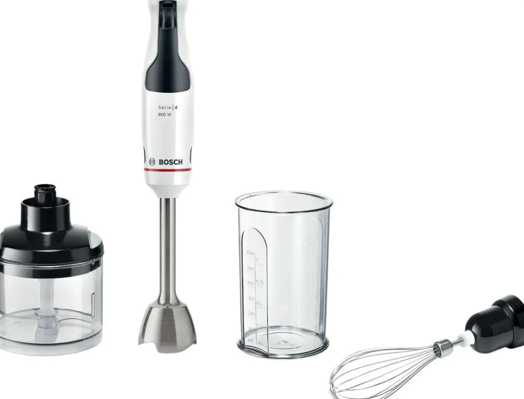 Bosch Blendere Og Mixere > Serie 4 ErgoMaster Stavblender 800W inkl. 4 stk Tilbehør, Hvid