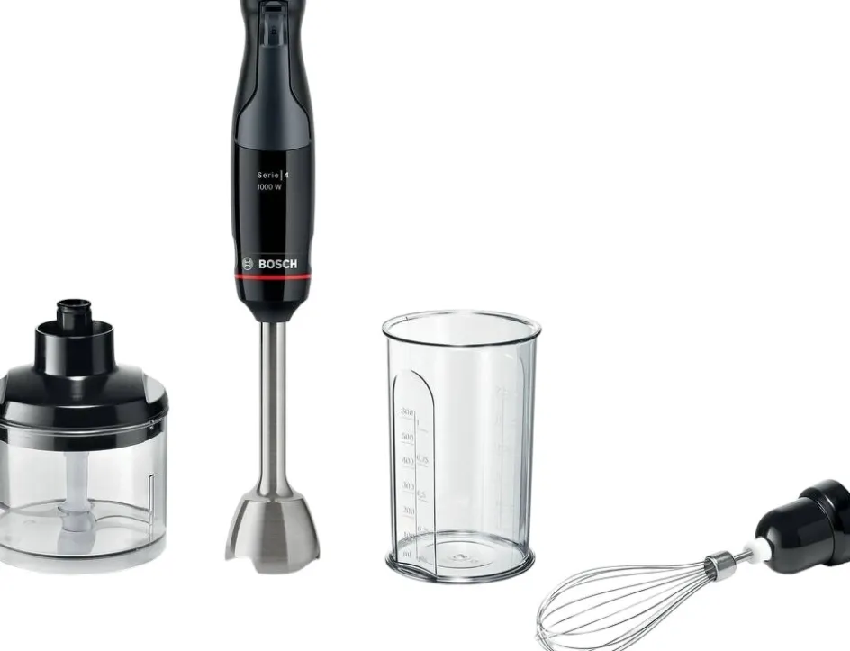 New Bosch Serie 4 ErgoMaster Stavblender 1000W inkl. 4 stk Tilbehør, Sort