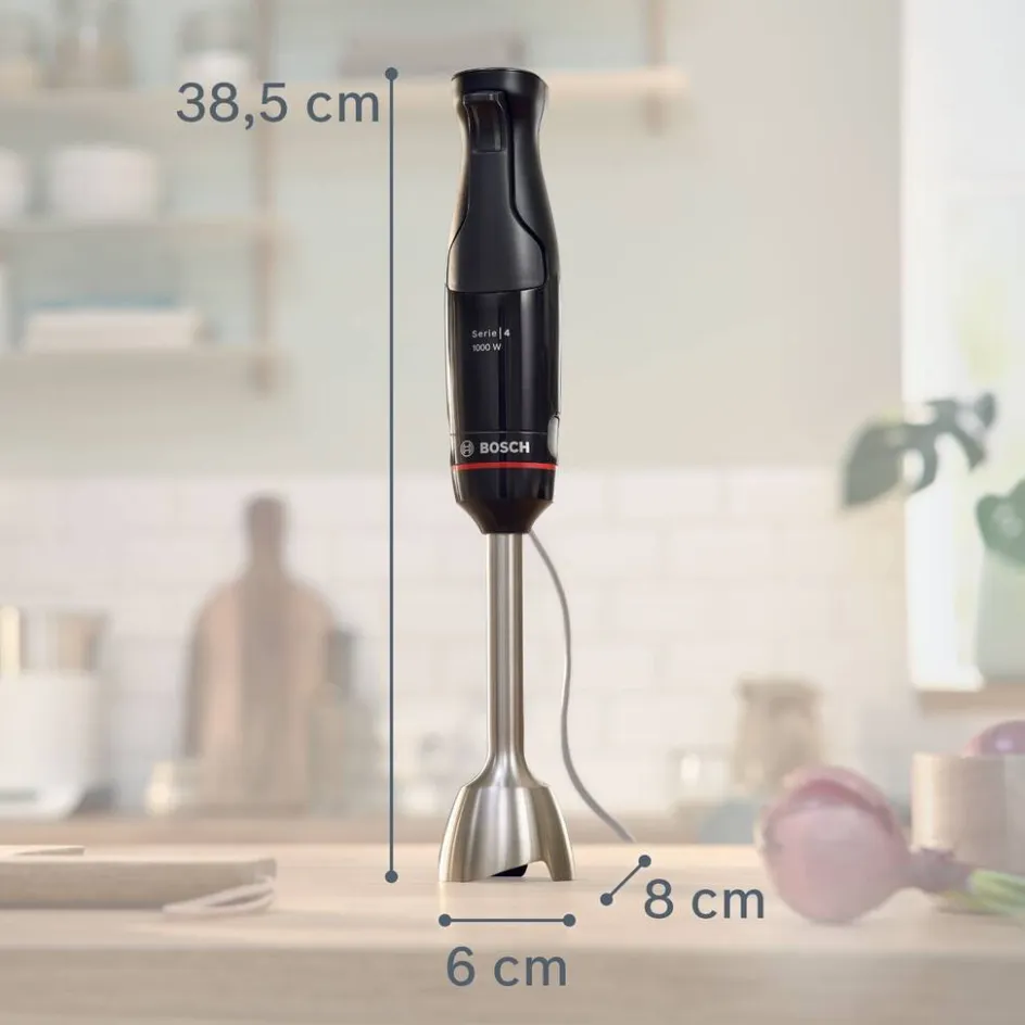 New Bosch Serie 4 ErgoMaster Stavblender 1000W inkl. 4 stk Tilbehør, Sort