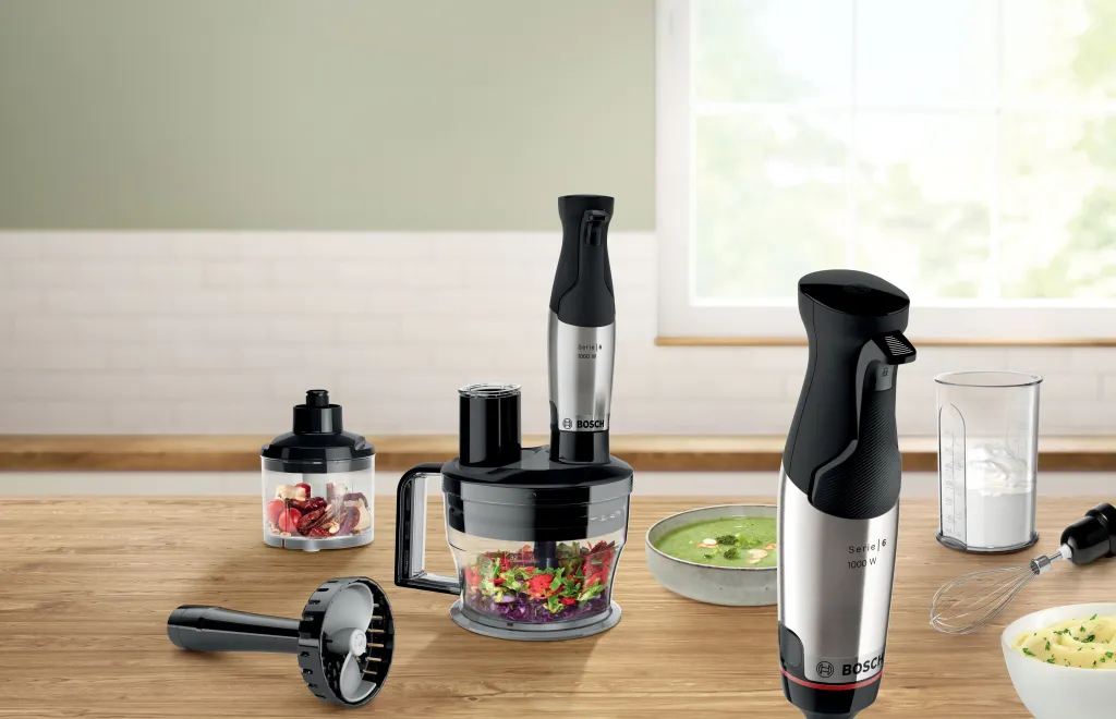 Serie 6 ErgoMaster Stavblender 1000W inkl. 9 stk. Tilbehør, Rustfrit Stål Blendere Og Mixere
