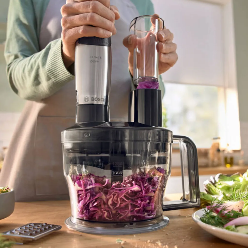Serie 6 ErgoMaster Stavblender 1000W inkl. 9 stk. Tilbehør, Rustfrit Stål Blendere Og Mixere