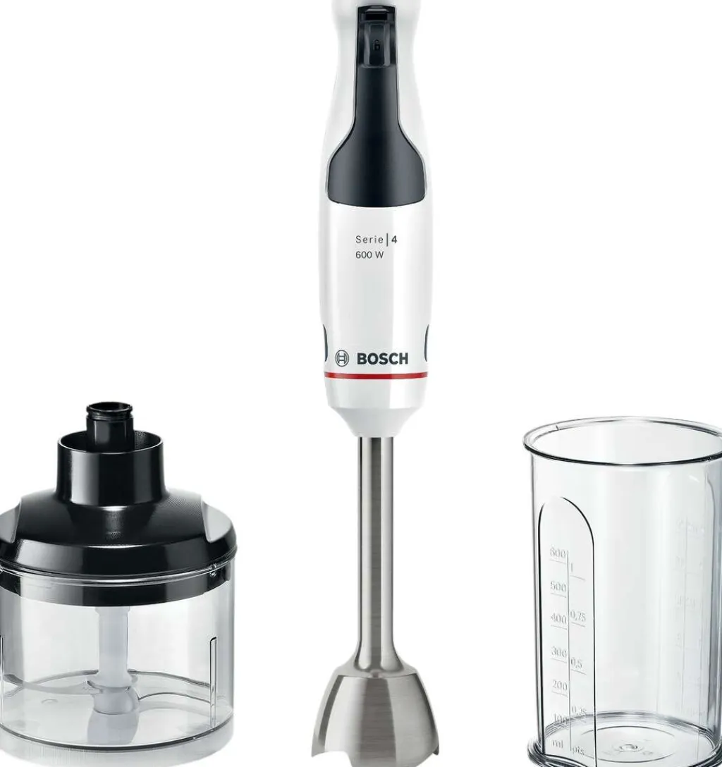 Bosch Blendere Og Mixere > Serie 4 ErgoMaster Stavblender 600W inkl. 3 stk Tilbehør, Hvid