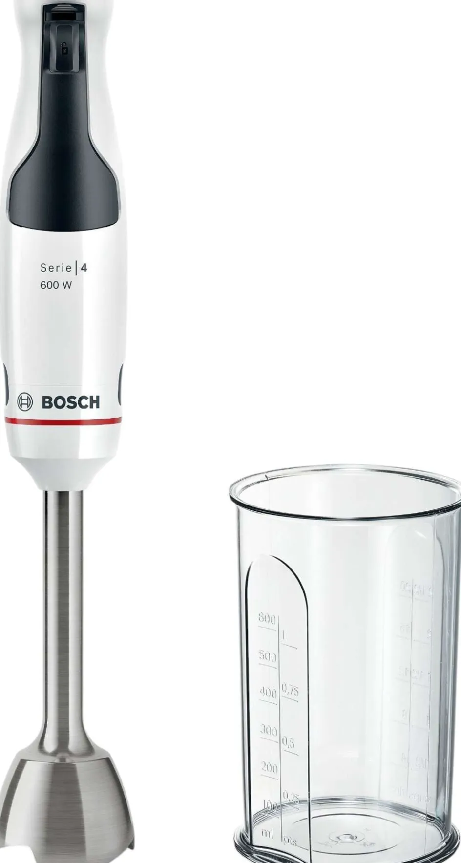Sale Bosch Serie 4 ErgoMaster Stavblender 600W inkl. 2 stk. Tilbehør, Hvid