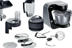 New Bosch Serie 4 Køkkenmaskine 1000W inkl. 11 stk. Tilbehør, Sort/Mørkt Sølv