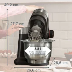 Clearance Serie 2 Køkkenmaskine 900W inkl. 4 stk. Tilbehør, Sort/Mørkt Sølv Røremaskiner Og Tilbehør|Røremaskiner