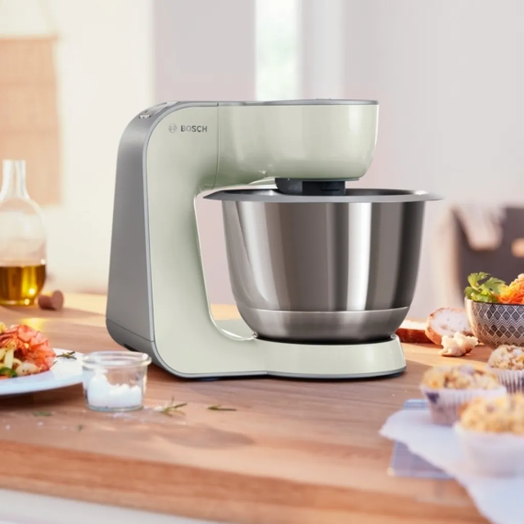 Bosch Røremaskiner Og Tilbehør|Røremaskiner > Serie 4 Køkkenmaskine 1000W inkl. 9 stk Tilbehør, Grå/Sølv
