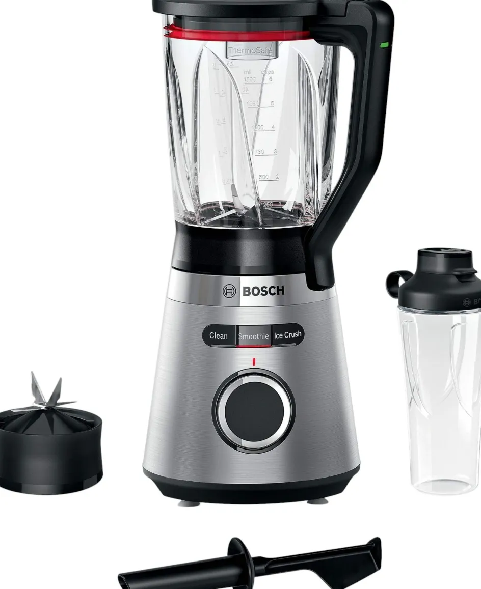 Bosch Vitapower Serie 4 Blender 1200W m. Stopper og To Go-flaske, Rustfrit Stål