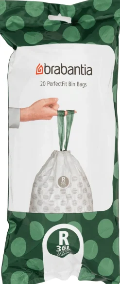 Clearance Brabantia PerfectFit Affaldspose R 20 stk. 36 L, Hvid