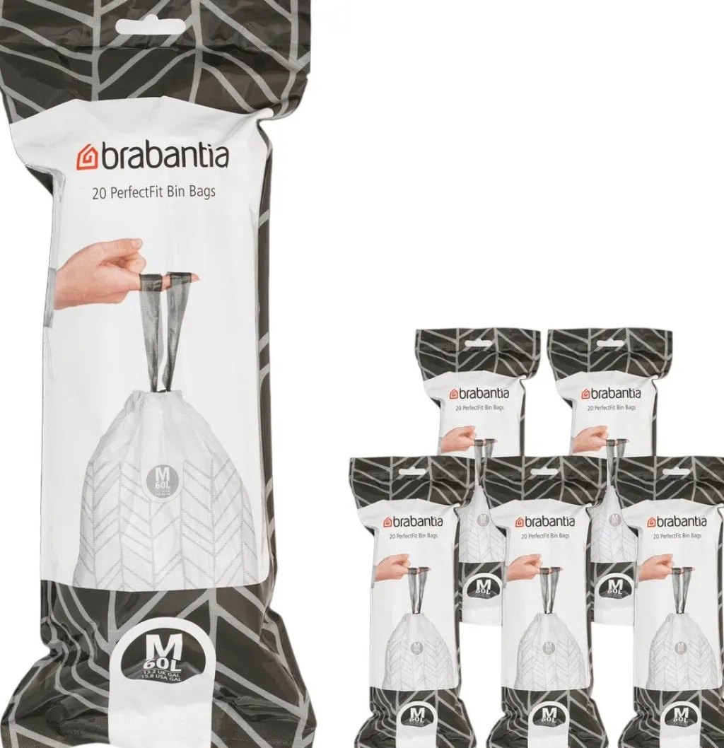 Brabantia Affaldsspande Og Tilbehør|Affaldsspande > PerfectFit Affaldspose M 120 stk. 60 L, Hvid
