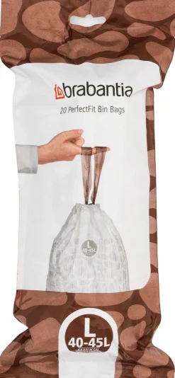 Brabantia Affaldsspande Og Tilbehør|Affaldsspande > PerfectFit Affaldspose L 20 stk. 40-45 L, Hvid