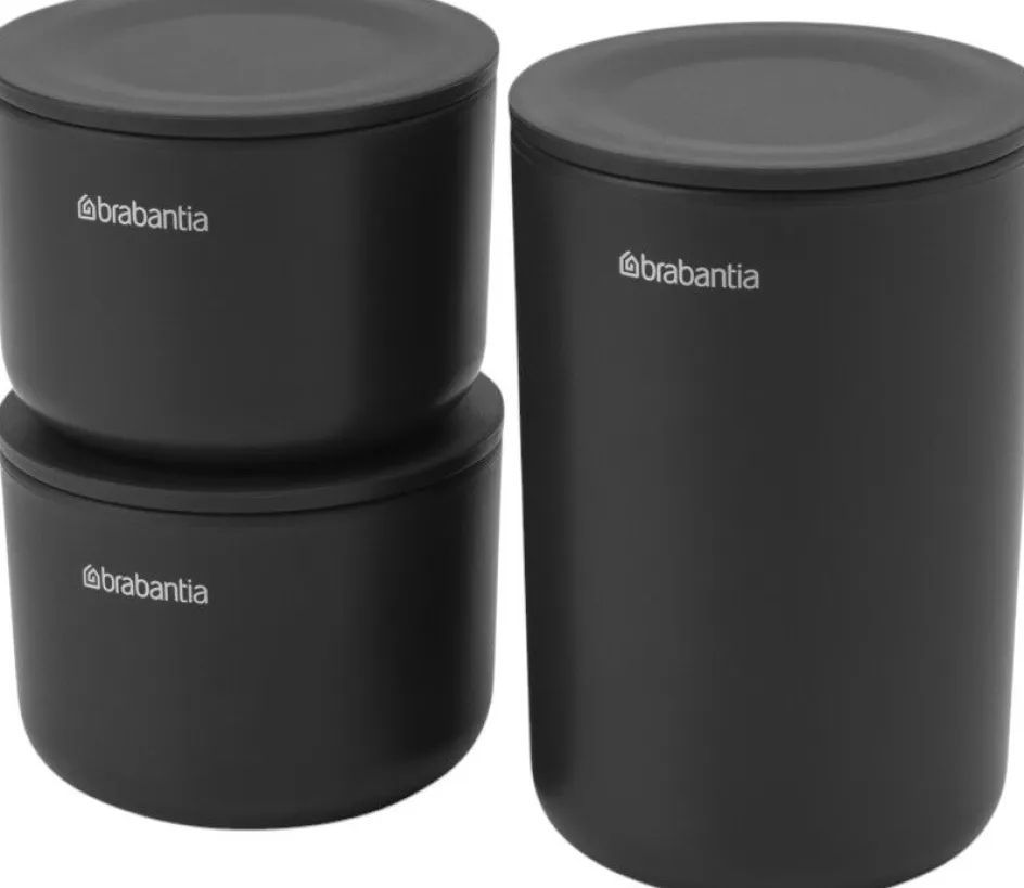 Outlet Brabantia ReNew Opbevaringsdåser 3 stk. H11,4 cm, Mørkegrå