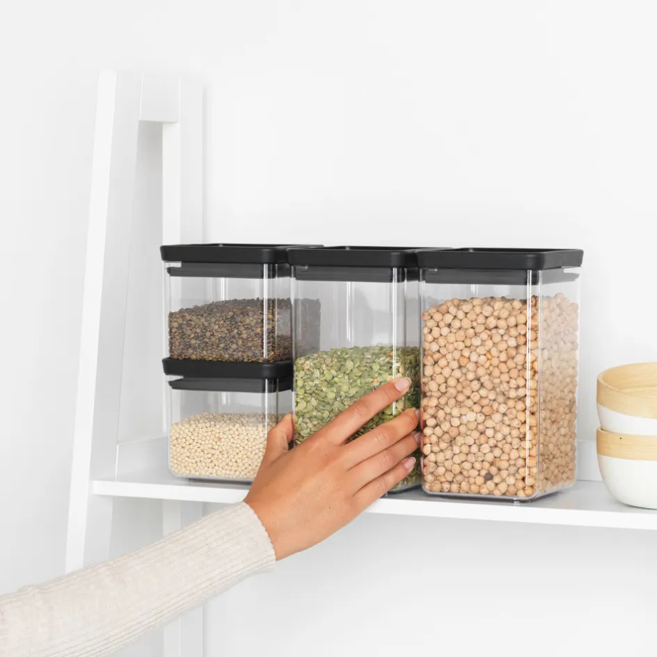 Outlet Brabantia Tasty+ Opbevaringsglas Stabelbare 4 stk., Mørkegrå