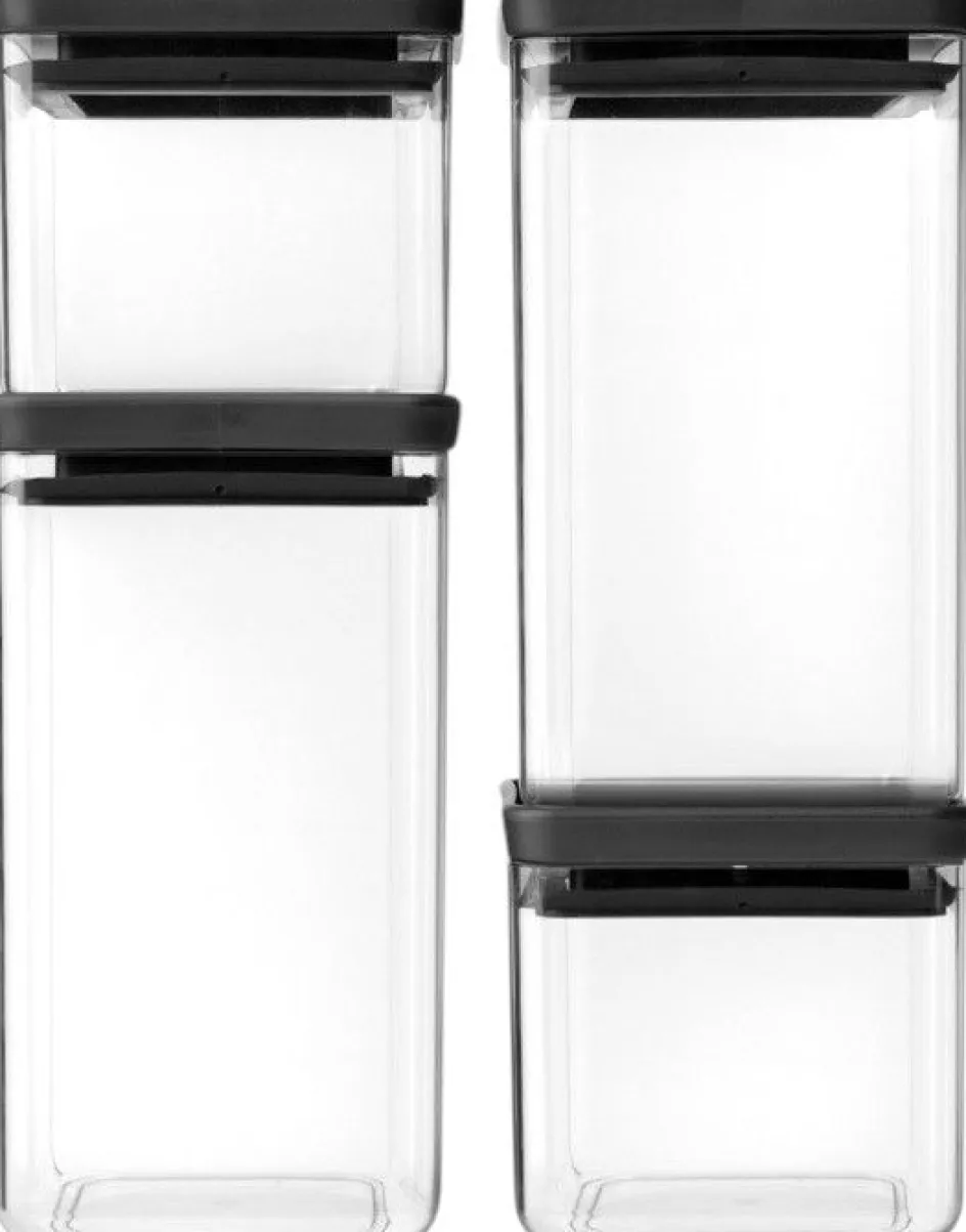 Outlet Brabantia Tasty+ Opbevaringsglas Stabelbare 4 stk., Mørkegrå