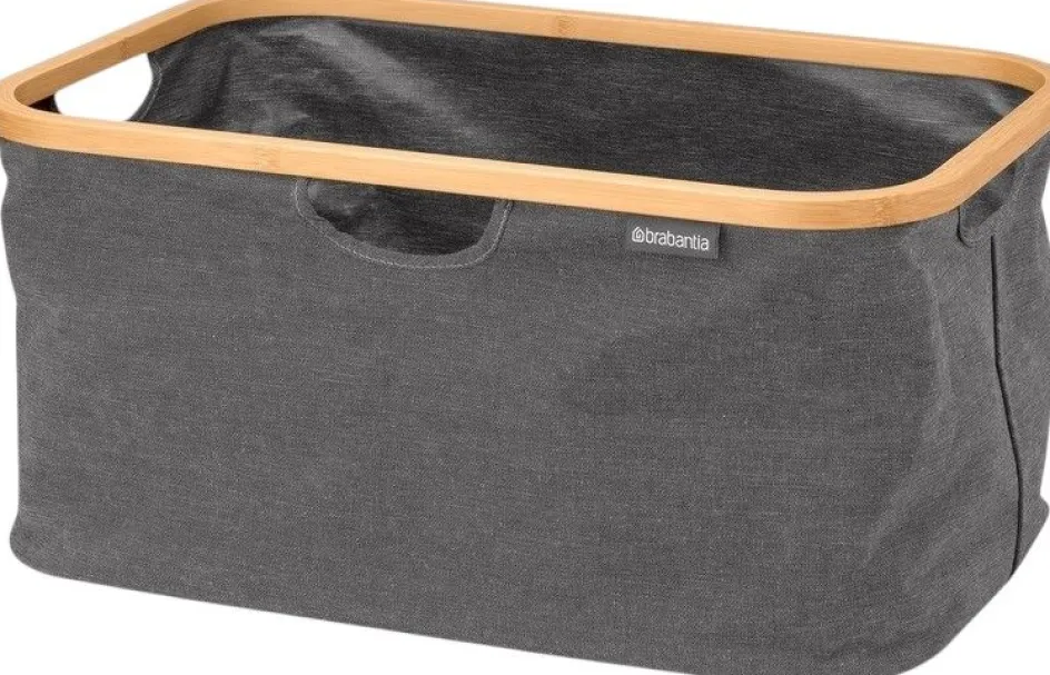 Clearance Brabantia Vasketøjskurv m. Bambuskant Foldbar 40 L, Pepper Black