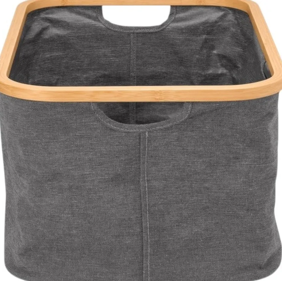 Clearance Brabantia Vasketøjskurv m. Bambuskant Foldbar 40 L, Pepper Black