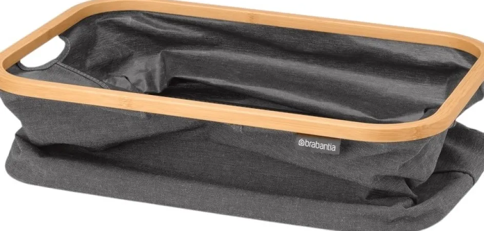 Clearance Brabantia Vasketøjskurv m. Bambuskant Foldbar 40 L, Pepper Black
